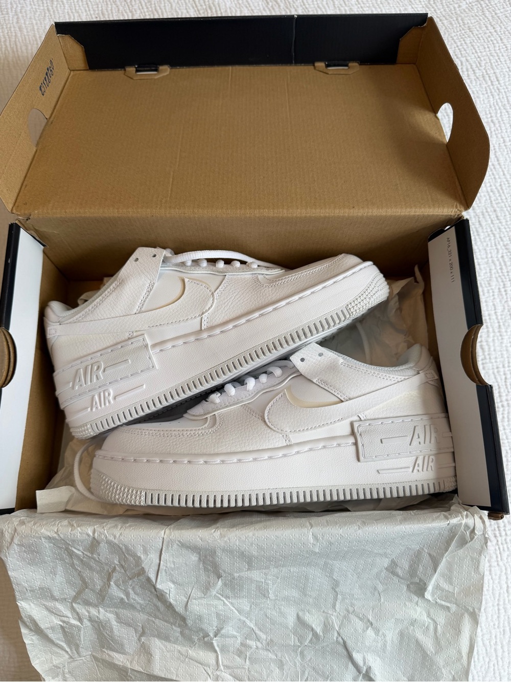 NWT Nike Air Force 1 Shadow Triple White Sneakers Women’s 8 - Picture 2 of 10